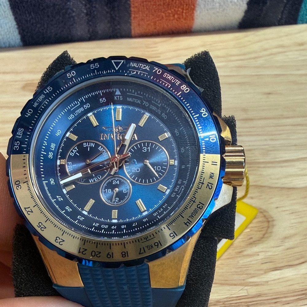 Invicta Blue and Gold Chronograph Watch